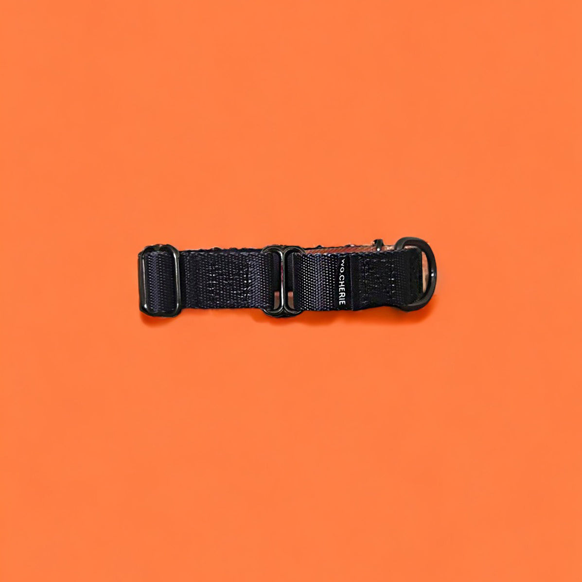 Black orange martingale 25mm wide dog collar, leash optional