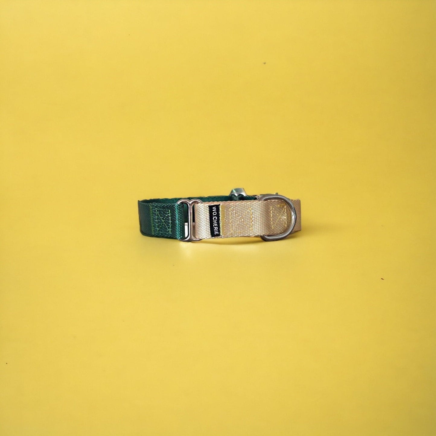 Yellow green martingale dog collar, 25mm wide, leash optional