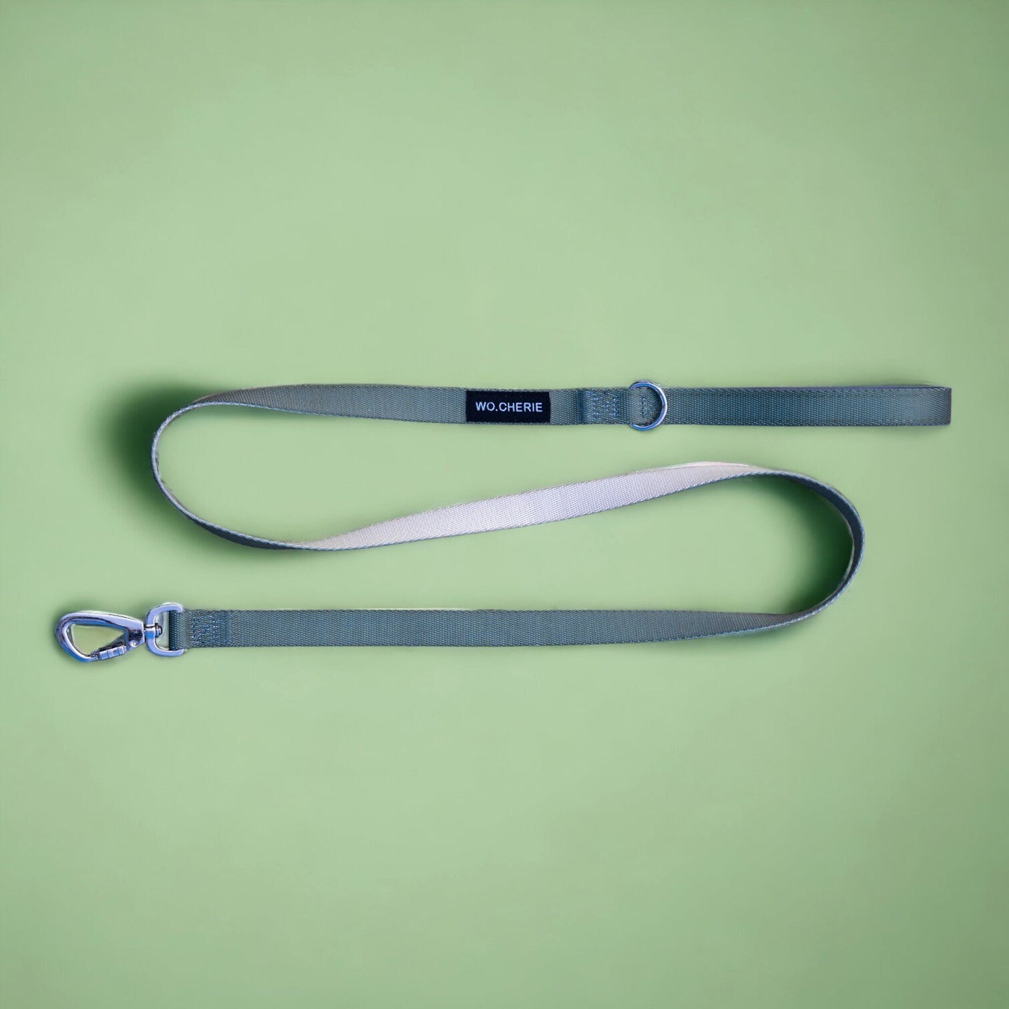 Olive green grey dog leash with padded handle, 140cm dog lead